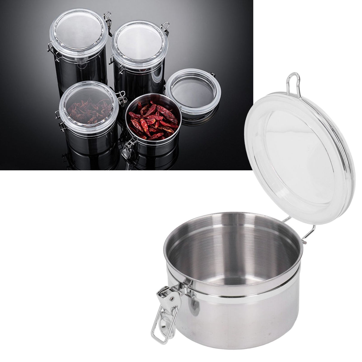 Stainless Steel Sealed Can Food Storage Container Airtight Canister for Dried Fruit Milk Powder Tea Small 900ml