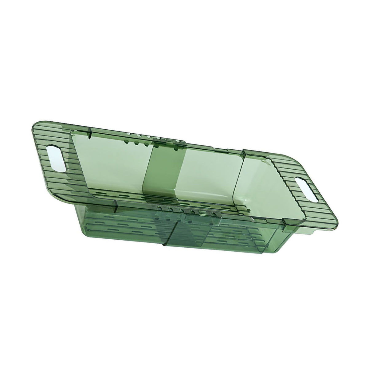 Over The Sink Strainer Retractable Design Transparent Fast Draining Durable PET Sink Colander Transparent Green Strainer with Retractable Design