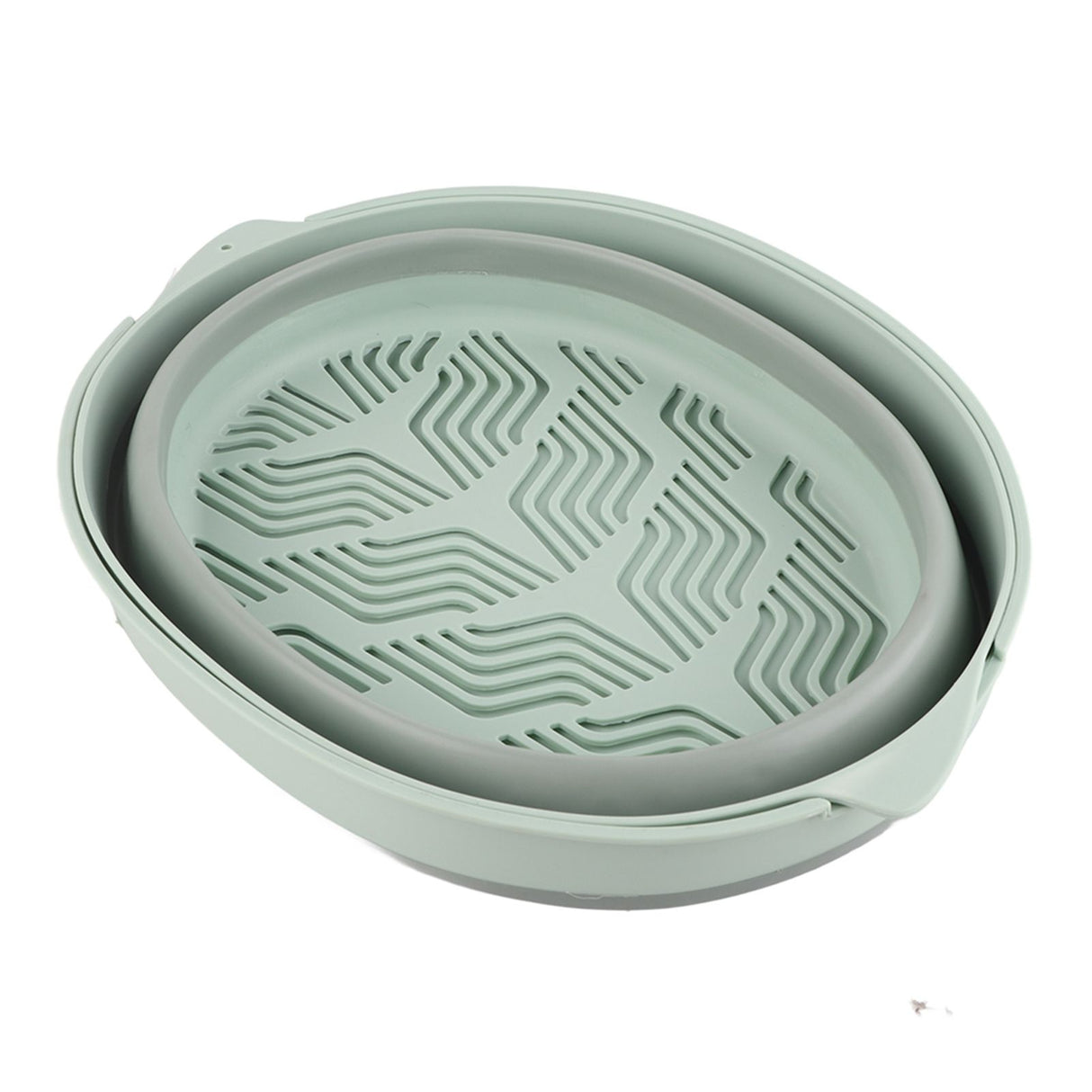 Double Layer Drain Basket Separate Design Foldable Portable Fruit Vegetable Storage Basket for Kitchen Outdoor Travel Green Large
