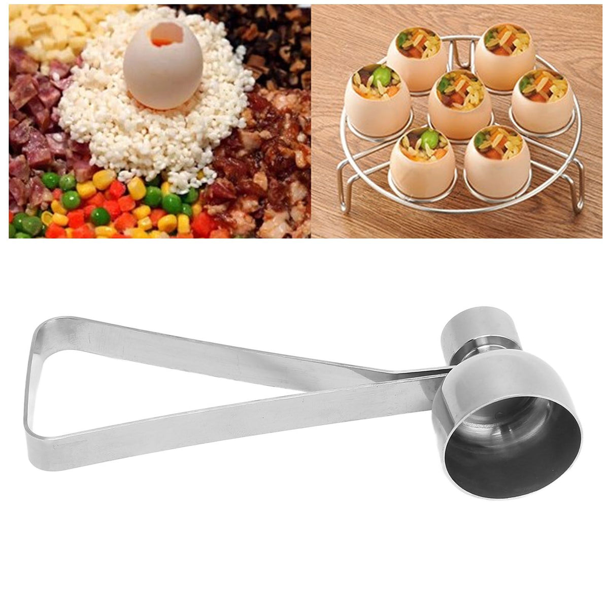 Egg Shell Opener Stainless Steel Double Headed Eggshell Cutter Home Kitchen Tool for Making Pudding Dessert Cake