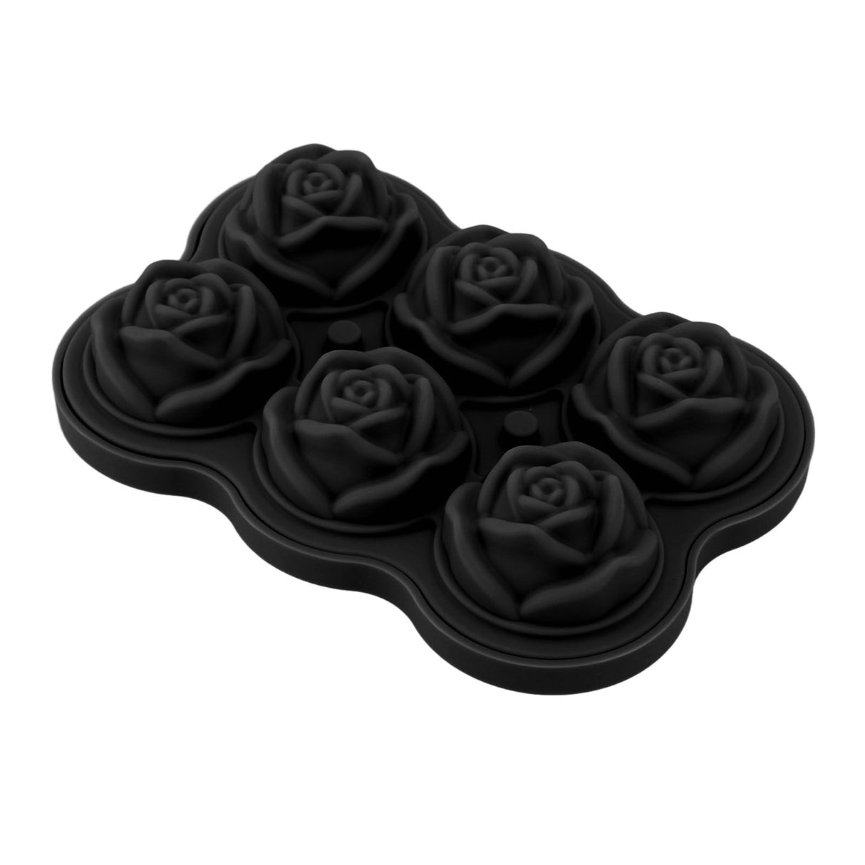 Rose Ice Cube Tray Silicone 6 Cubes No BPA Ice Making Accessory with Lid for Cocktail Whisky Black