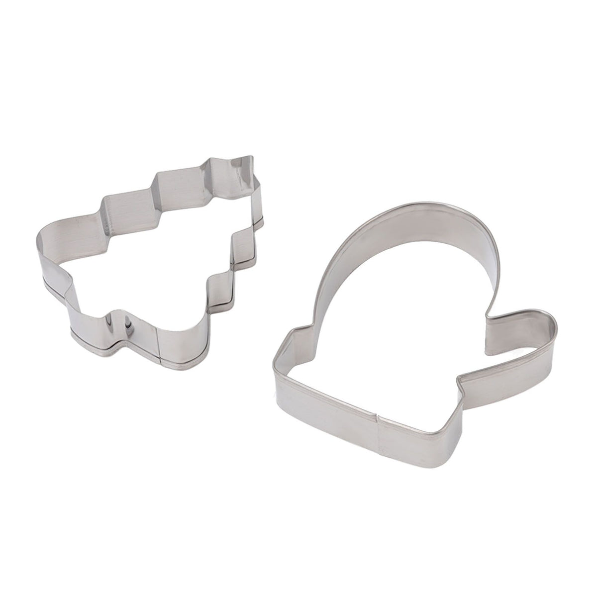 12pcs Christmas Cookie Cutters Christmas Theme Quick Release Stainless Steel Cookie Cutters Silver with Storage Rings for Cake