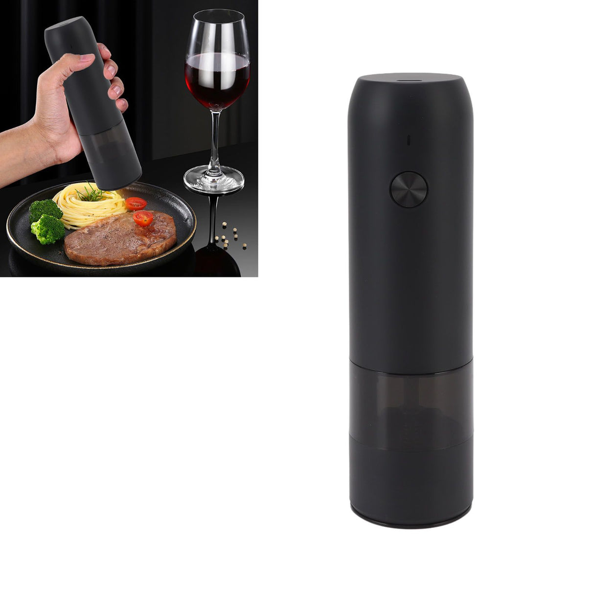 Electric Pepper Grinder Adjustable Coarseness Portable Pepper Mill for Pepper Salt Cayenne Cloves Vanilla Black