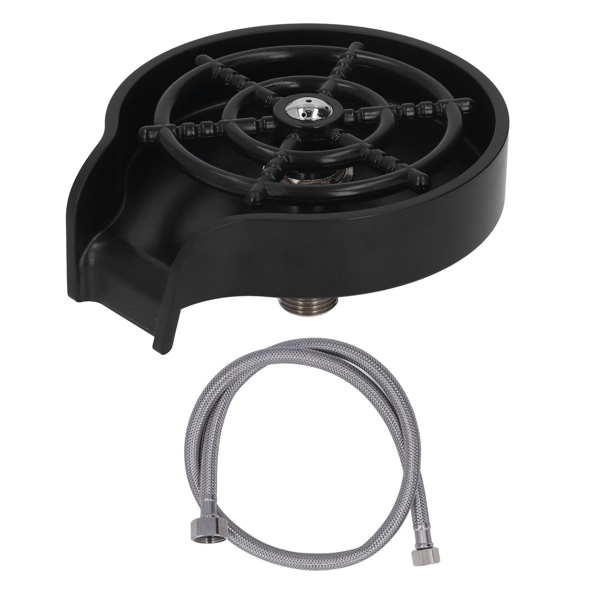 High Pressure Sink Glass Rinser Bar Automatic Cup Washer Kit with ABS Base 80cm Hose Black