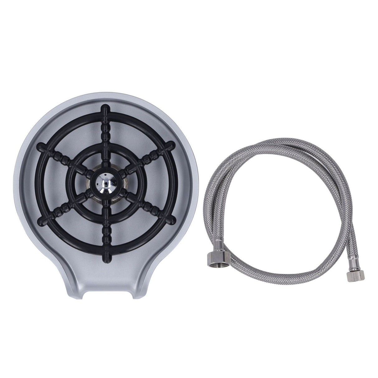High Pressure Sink Glass Rinser Bar Automatic Cup Washer Kit with ABS Base 80cm Hose Silver