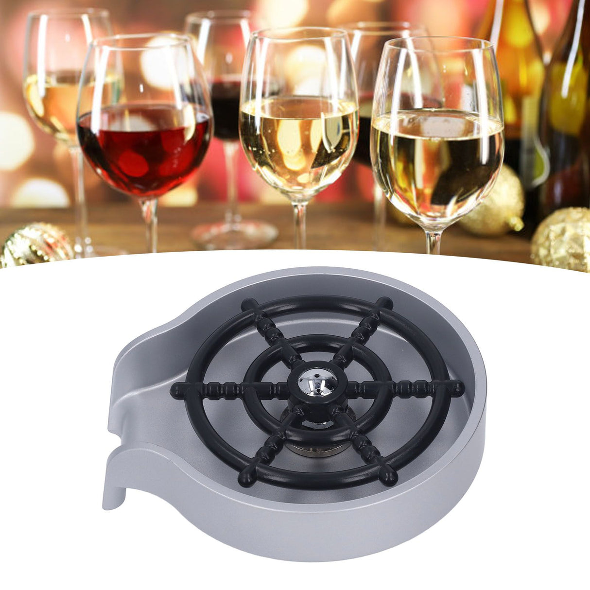 High Pressure Sink Glass Rinser Bar Automatic Cup Washer Kit with ABS Base 80cm Hose Silver