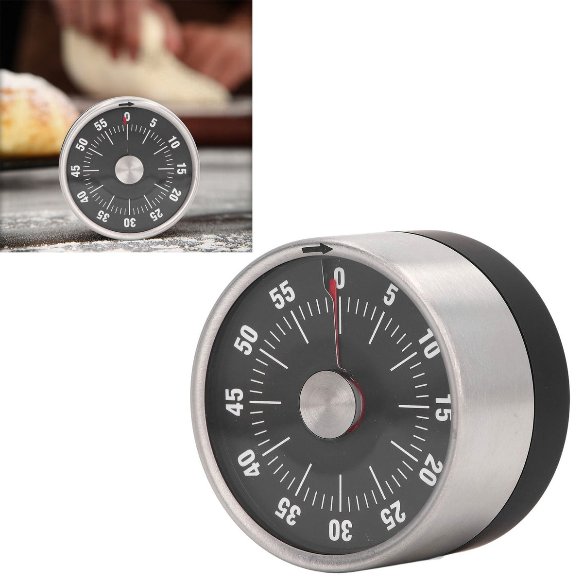 Magnetic Timer Magnet Design Stainless Steel 70db Alert High Accuracy Visual Timer for Kitchen Cooking Management Black