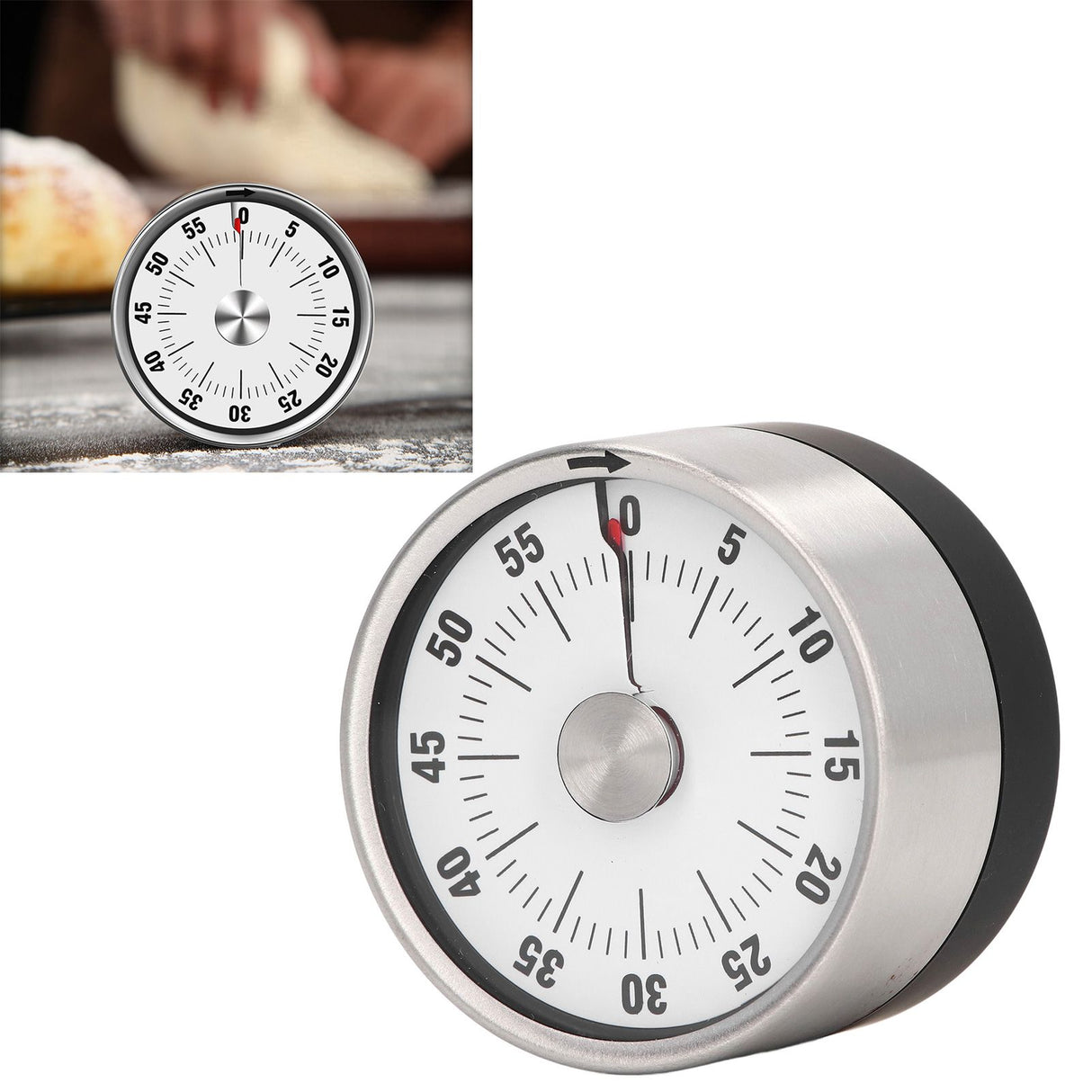 Magnetic Timer Magnet Design Stainless Steel 70db Alert High Accuracy Visual Timer for Kitchen Cooking Management White