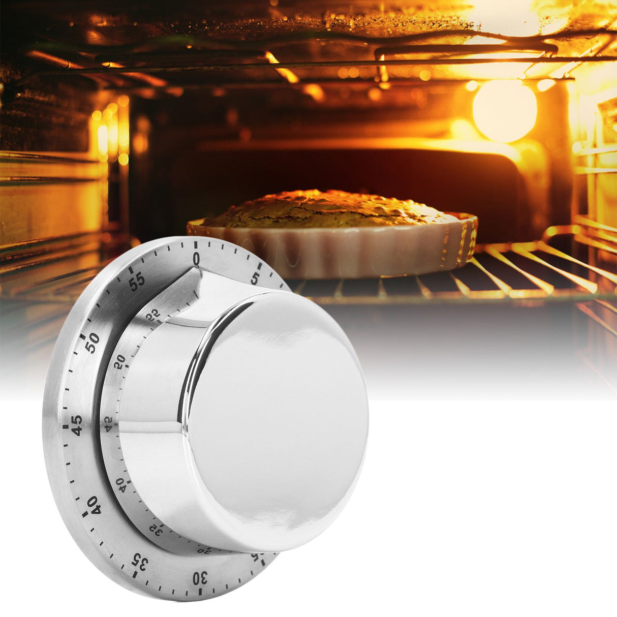 Kitchen Mechanical Timer 304 Stainless Steel Magnetic Suction Chef Cooking Timer Clock White