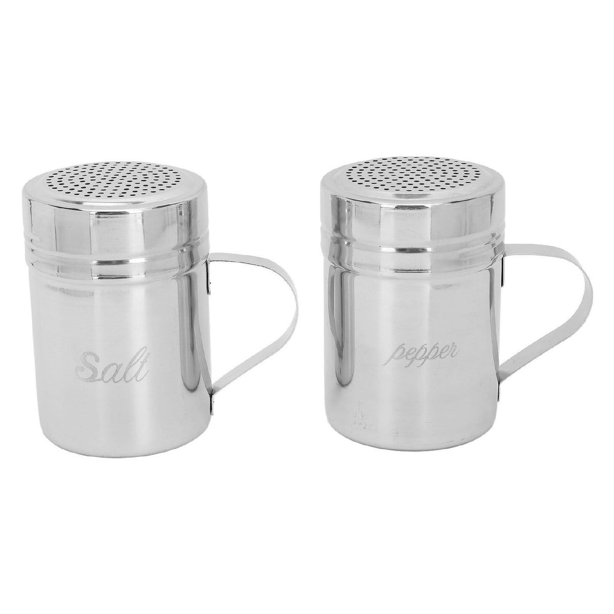 2pcs Stainless Steel Dredge Shaker with Lid Handle Salt Sugar Shakers Seasoning Pepper Shaker for Cooking Baking