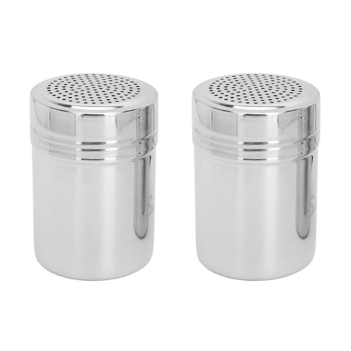 2pcs Stainless Steel Dredge Shaker with Lid Handle Salt Sugar Shakers Seasoning Pepper Shaker for Cooking Baking