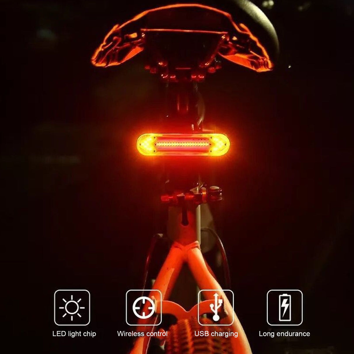Bicycle Turn Signal Lamp USB Charging Wireless Remote Tail Light Mountain Bike Accessory