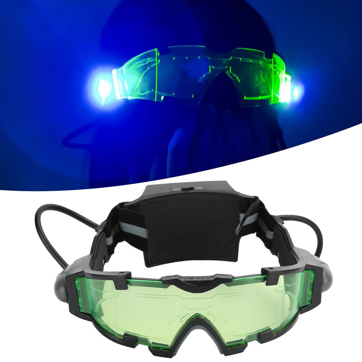 Night Vision Glasses with Light Adjustable Windproof Dustproof LED Glasses for Riding Skiing