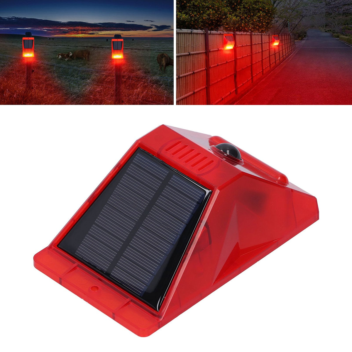 Solar Alarm Lamp 129db Motion Sensor Animal Repeller with Remote Control for Farm Orchard