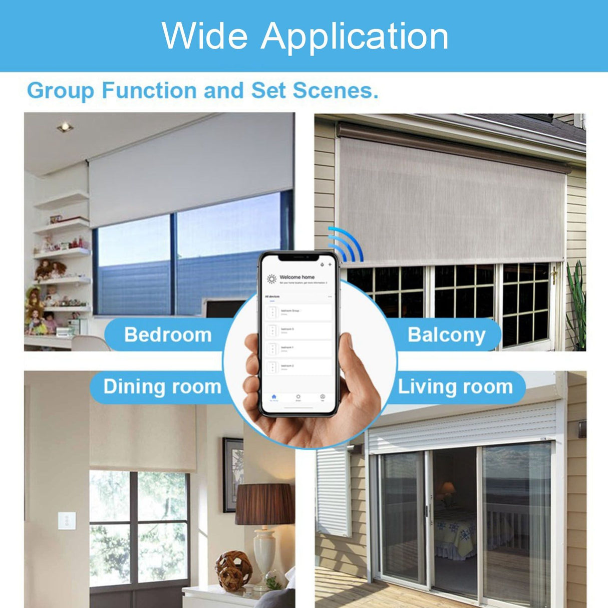 WiFi Smart Touch Wall Switch APP Control for Curtain Garage Door Power Doors AC 95-250VWhite