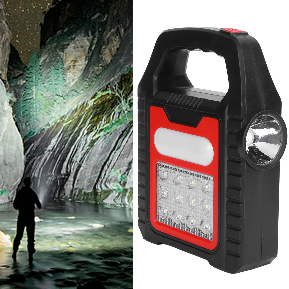 Solar Charging Handheld Flashlight USB Rechargeable Searchlight Reparing Inspection Torch