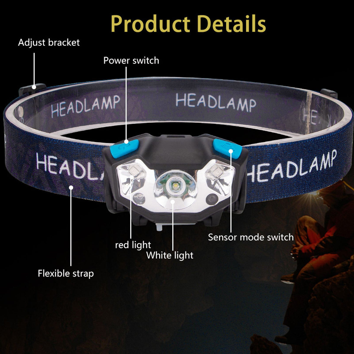 LED Head Lamp Powerful Sensor Headlight Rechargeable Outdoor Waterproof Headlamp