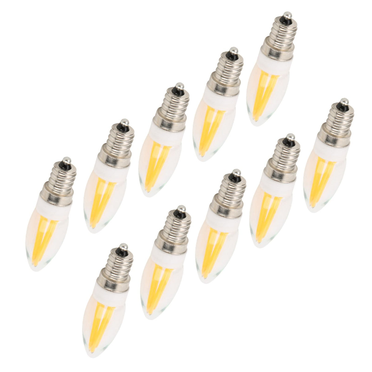 10Pcs E12 Long Filament Light Bulbs 3W AC110V Chandelier Ceiling Lamp Bulb Warm White
