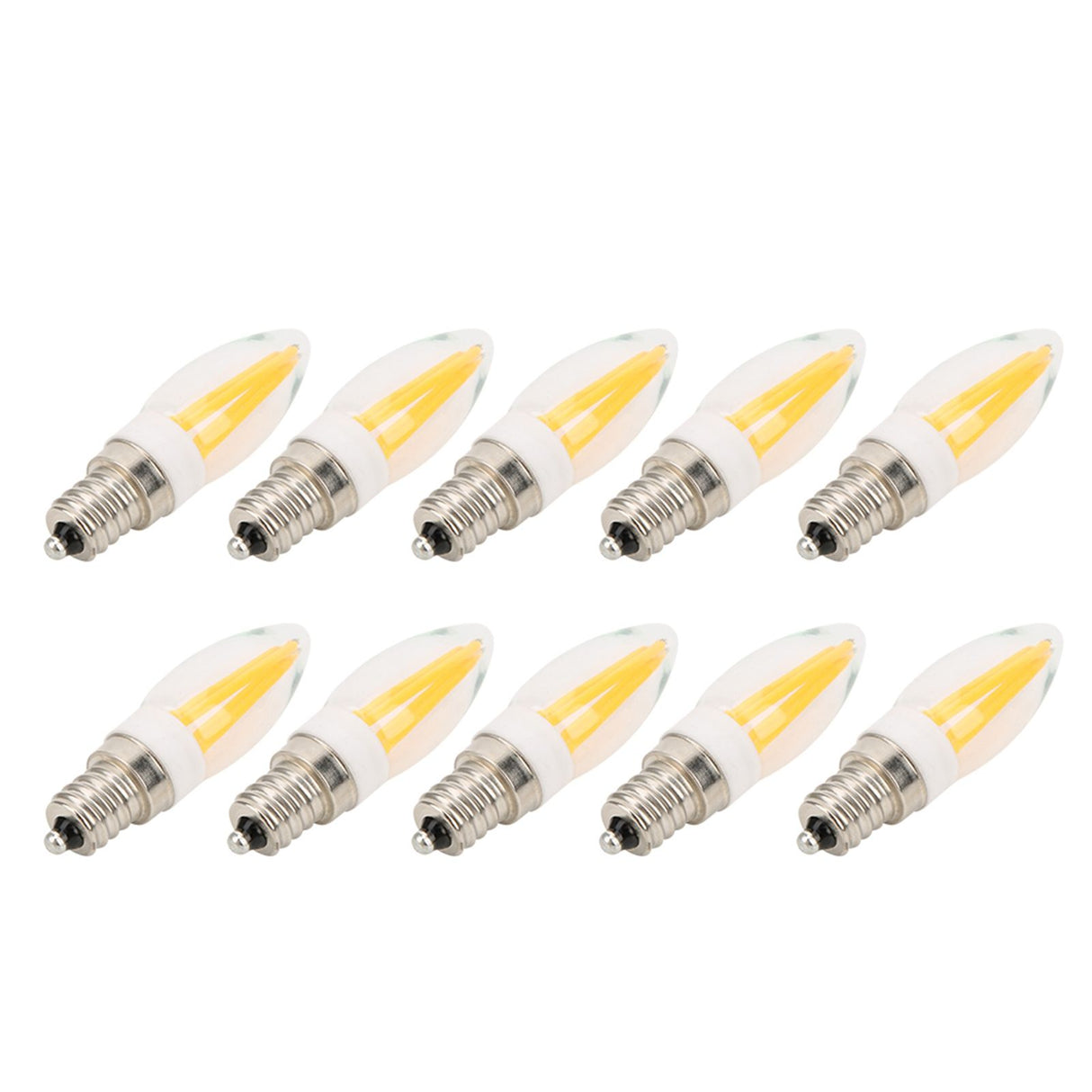 10Pcs E12 Long Filament Light Bulbs 3W AC110V Chandelier Ceiling Lamp Bulb Warm White