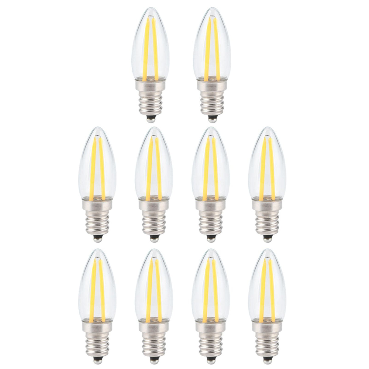 10Pcs E12 Long Filament Small LED Light Bulbs Dimmable Lamp 1.5W AC110V for Home Lighting