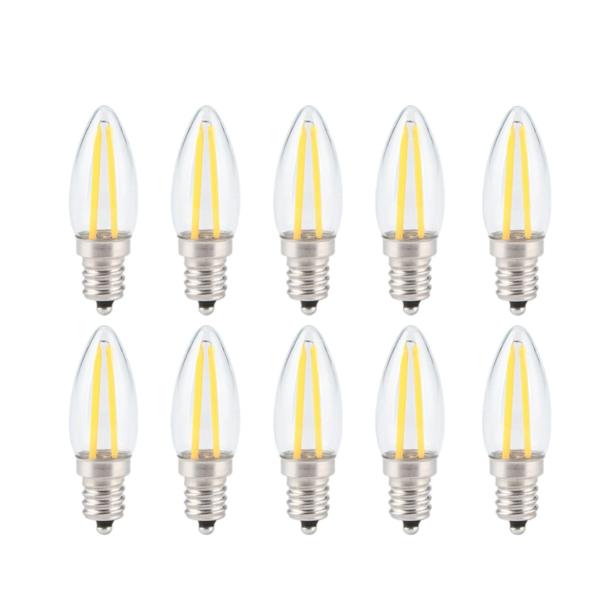 10Pcs E12 Long Filament Small LED Light Bulbs Dimmable Lamp 1.5W AC110V for Home Lighting