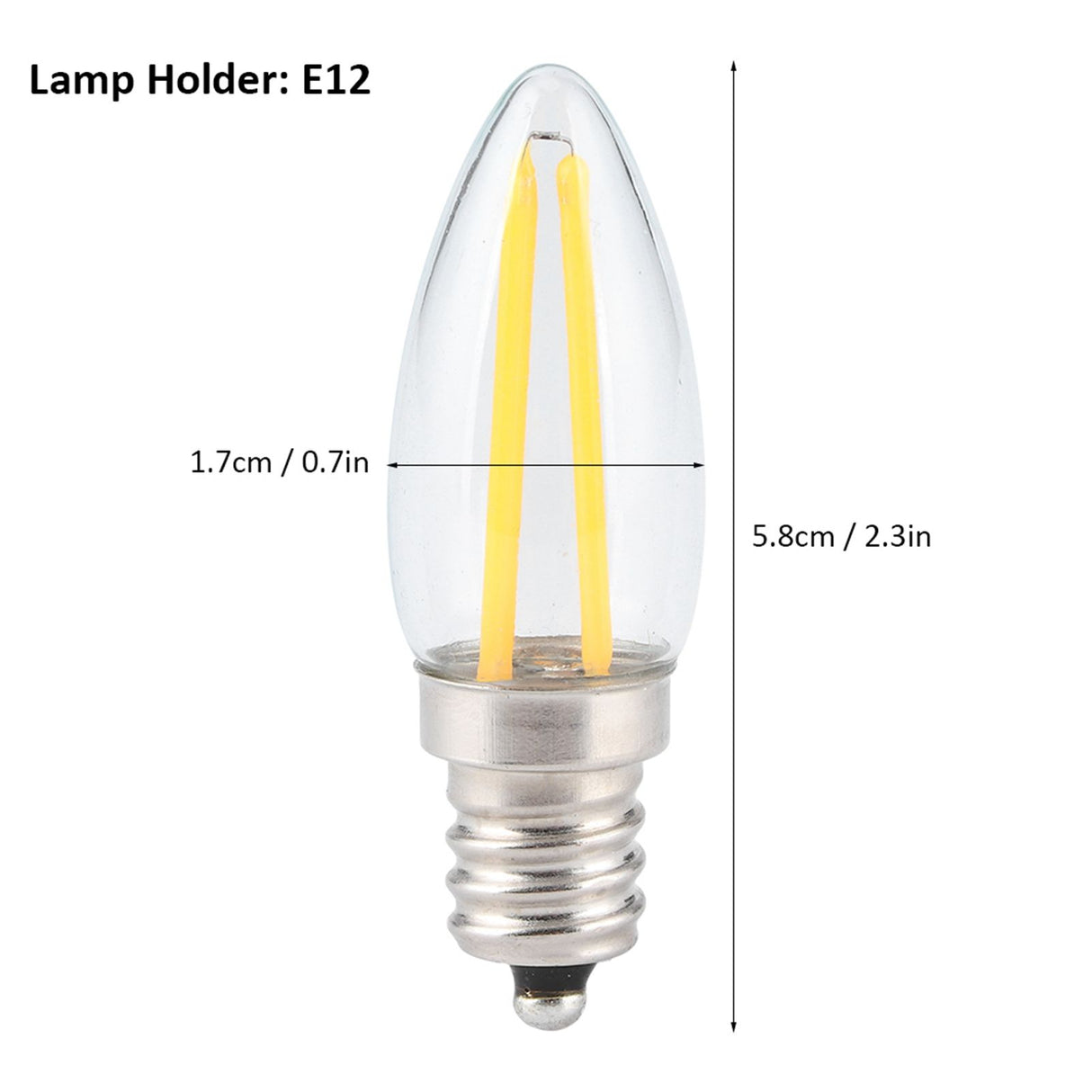 10Pcs E12 Long Filament Small LED Light Bulbs Dimmable Lamp 1.5W AC110V for Home Lighting
