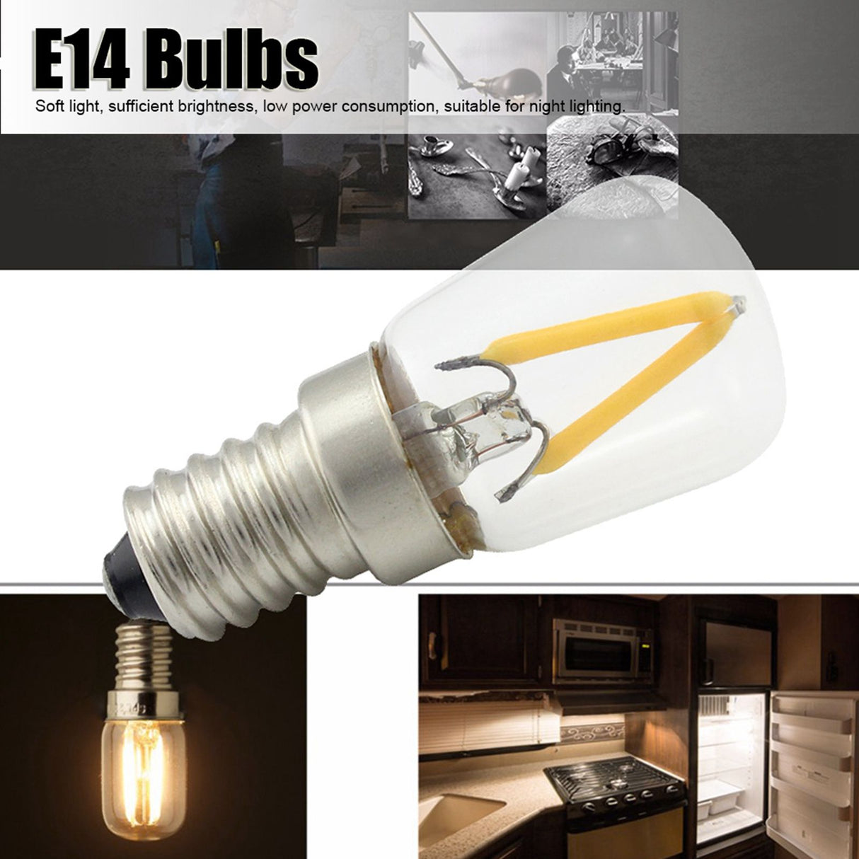 E14 Short Filament Bulbs 1.5W AC110V Bulb Chandelier Ceiling Lamp Accessory Warm White