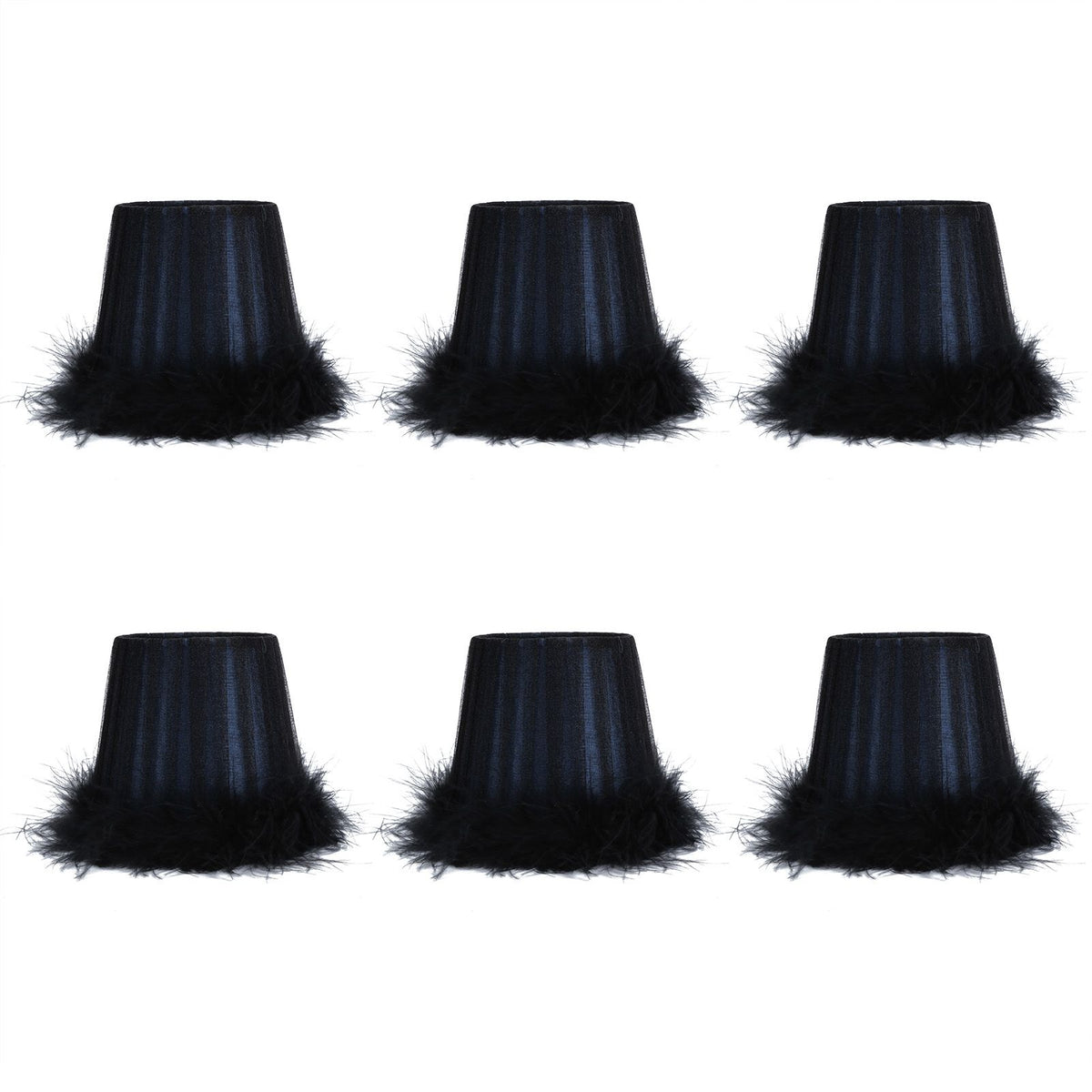 6Pcs Feather Cloth Lampshade Blue Hotel Chandelier Wall Lamp Decoration Protective Cover