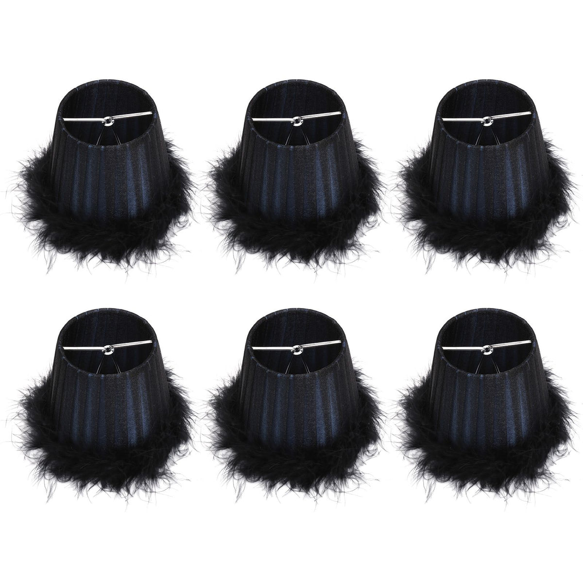 6Pcs Feather Cloth Lampshade Blue Hotel Chandelier Wall Lamp Decoration Protective Cover
