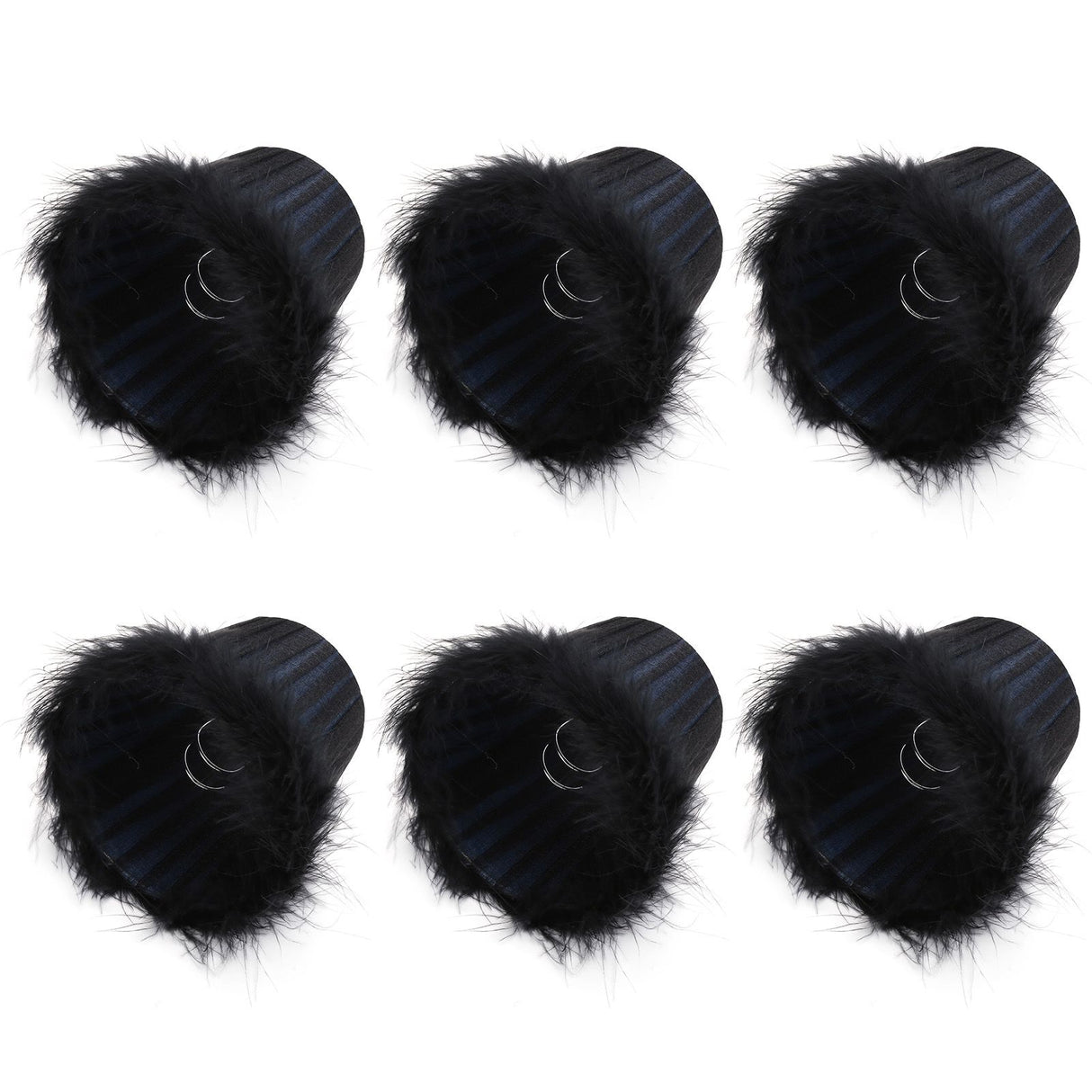6Pcs Feather Cloth Lampshade Blue Hotel Chandelier Wall Lamp Decoration Protective Cover