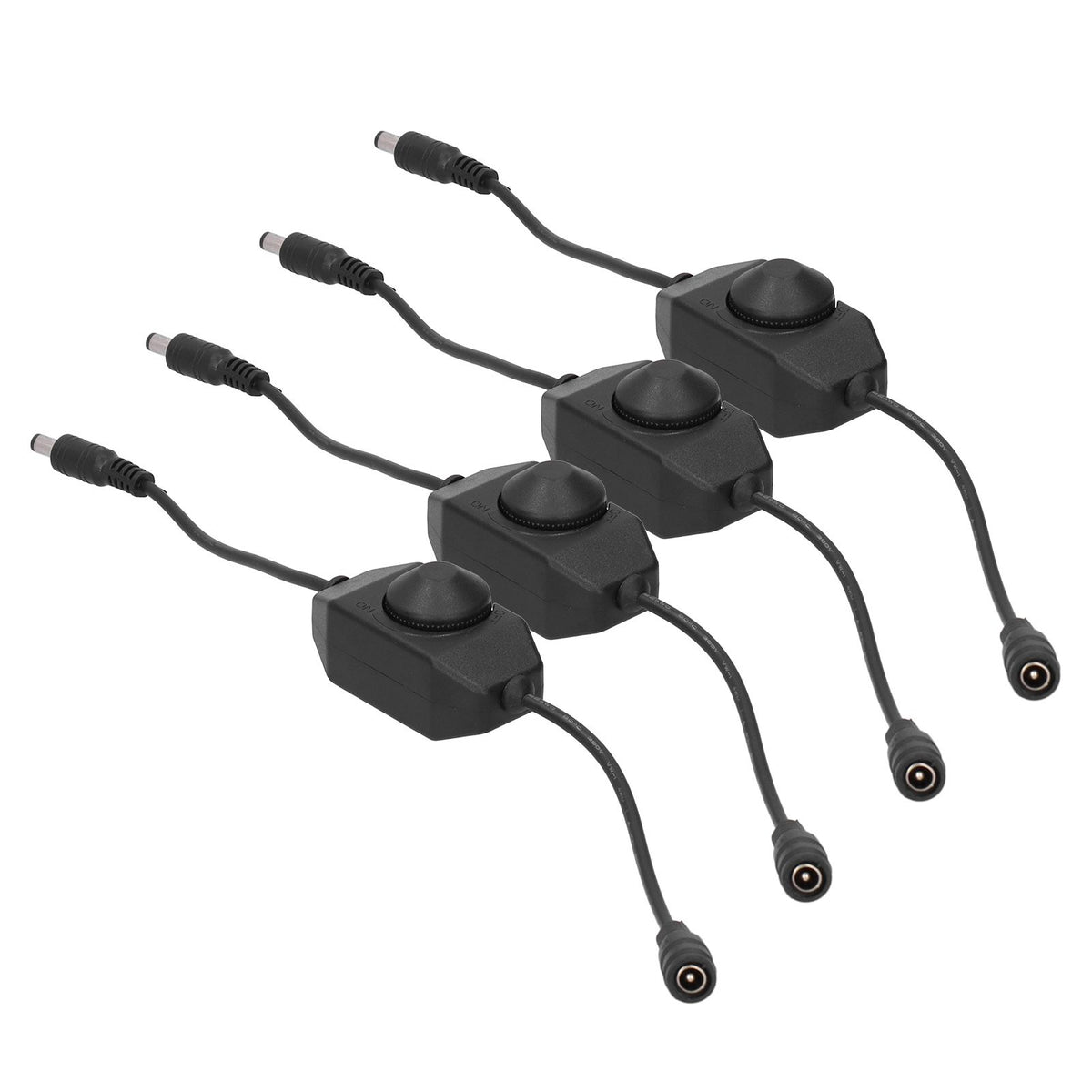 4Pcs 12V LED Brightness Dimmer Lamp Stepless Dimming Knob Controller Accessory Black