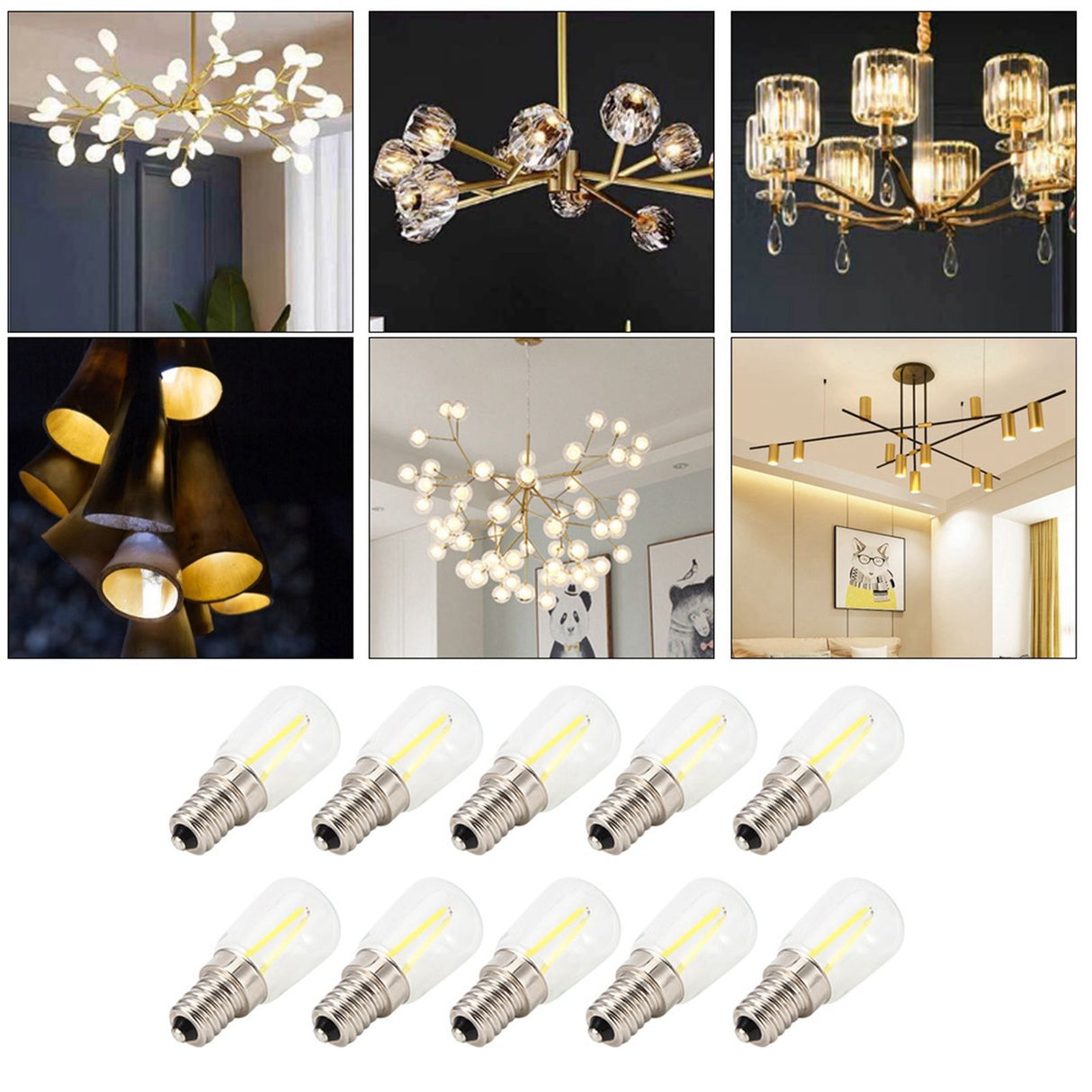 10PCS Mini Dimmable E14 LED Light Bulb 1.5W AC 110V for Chandelier Wall Lamp Home Lighting