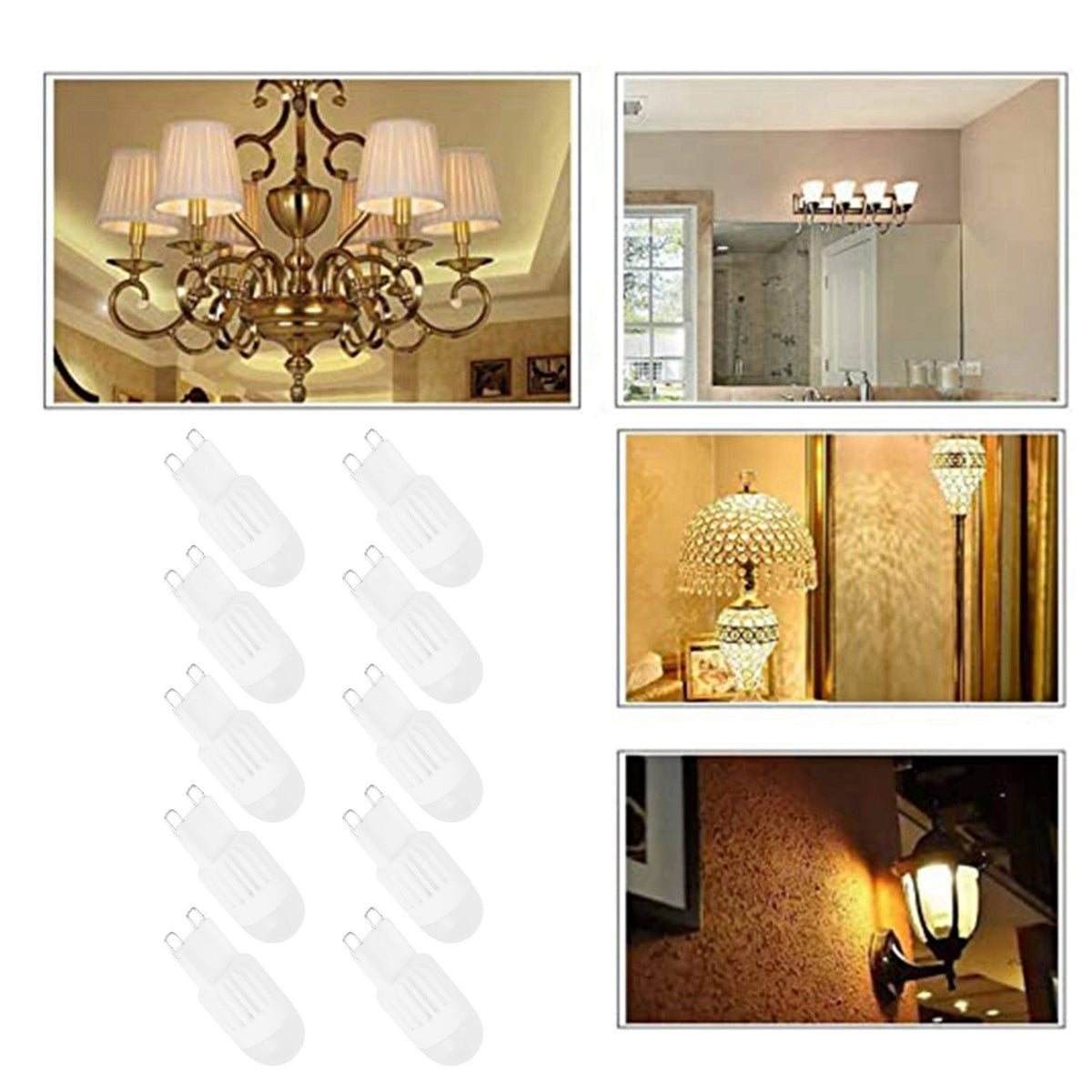 10Pcs G9 Bulbs 3W 5LED Bi Pin Light Source for Chandelier Ceiling Light Warm White 110V