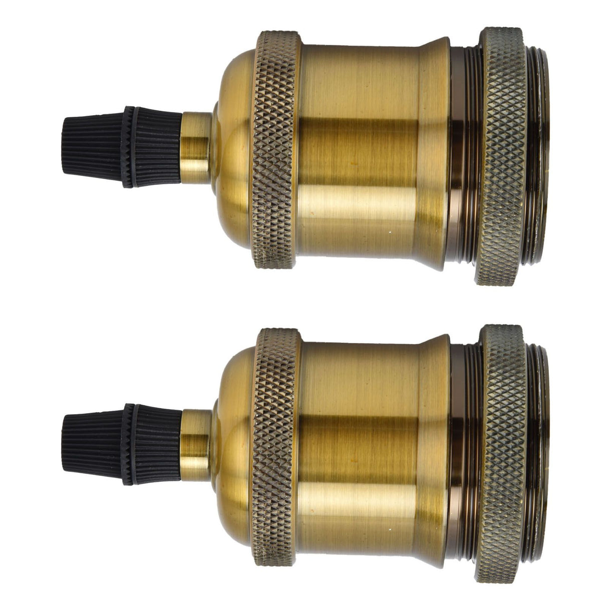 2PCS Vintage Lamp Socket Retro Aluminum Lamp Holder DIY Accessories for E26/27 Vintage BulbsYellow Bronze