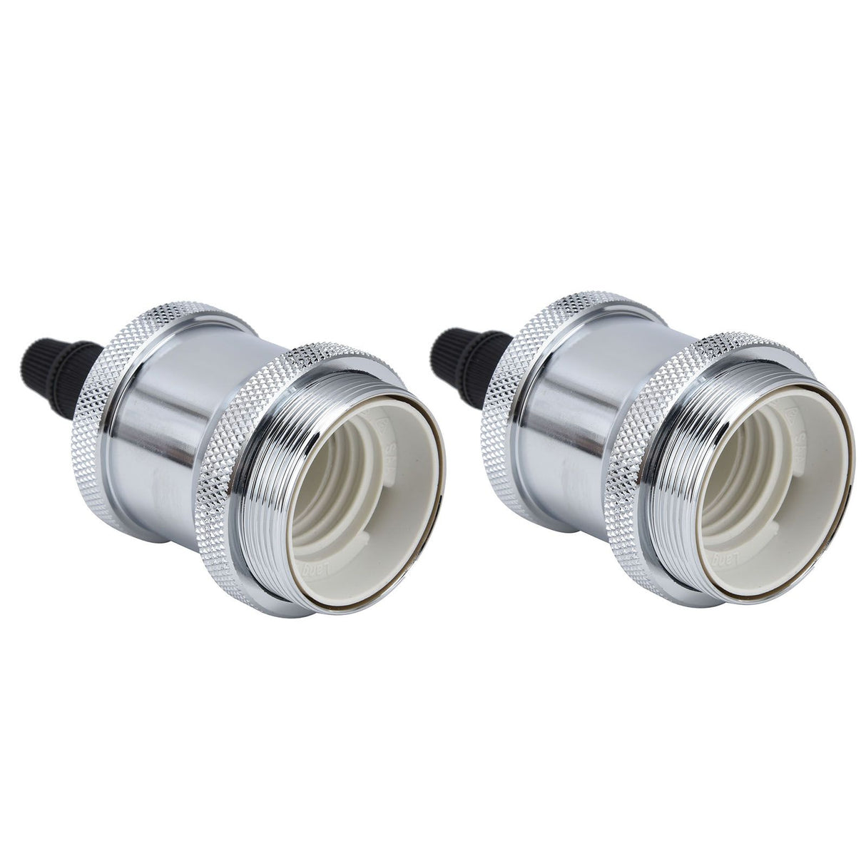 2PCS Vintage Lamp Socket Retro Aluminum Lamp Holder DIY Accessories for E26/27 Vintage BulbsSilver
