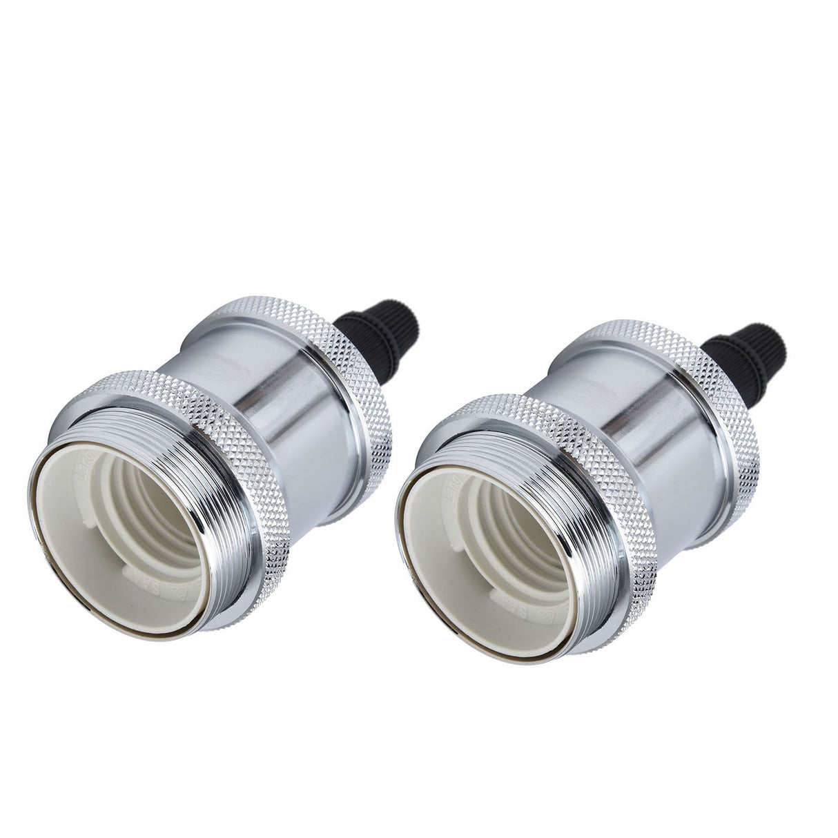 2PCS Vintage Lamp Socket Retro Aluminum Lamp Holder DIY Accessories for E26/27 Vintage BulbsSilver