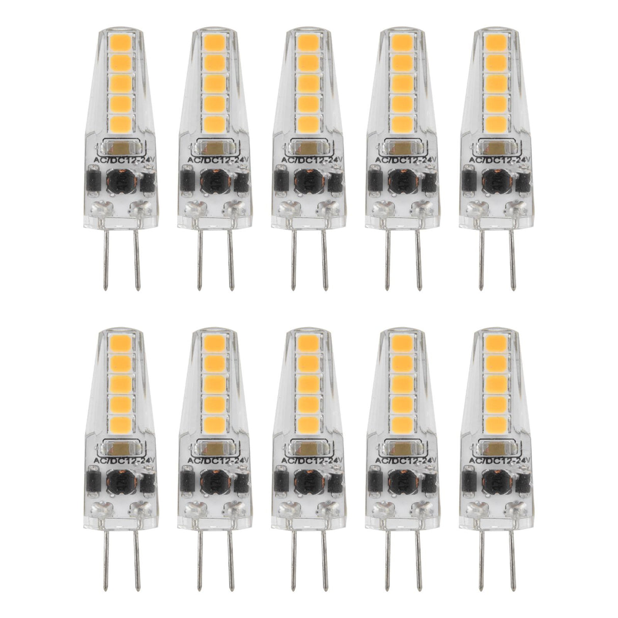 10pcs G4 LED Bulbs 2W Bi Pin Base Dimmable Bulbs for Chandelier Ceiling Lamp Table Lamp Warm White 3000K AC 12‑24V