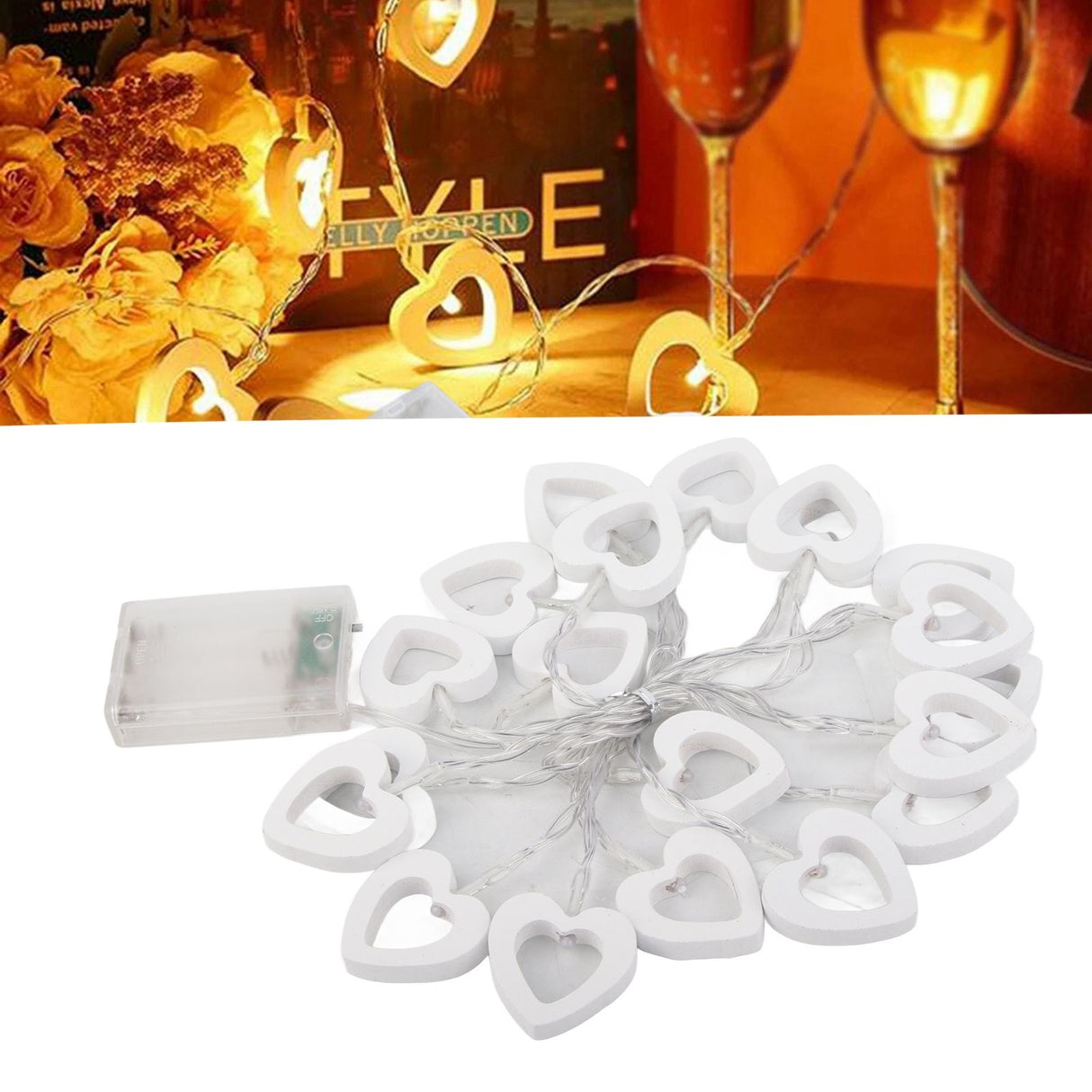 LED String Lights Heart Shaped Fairy String Lights Battery Powered for Garden Holiday Wedding Birthday Party 3 Meter 20LED