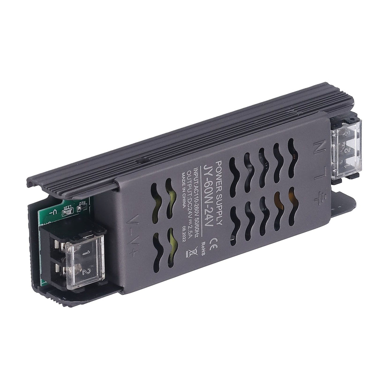 24V Power Supply 60W DC24V IP20 AC110 to 260V to 24V Copper Aluminum Alloy Hollow Design LED Transformer