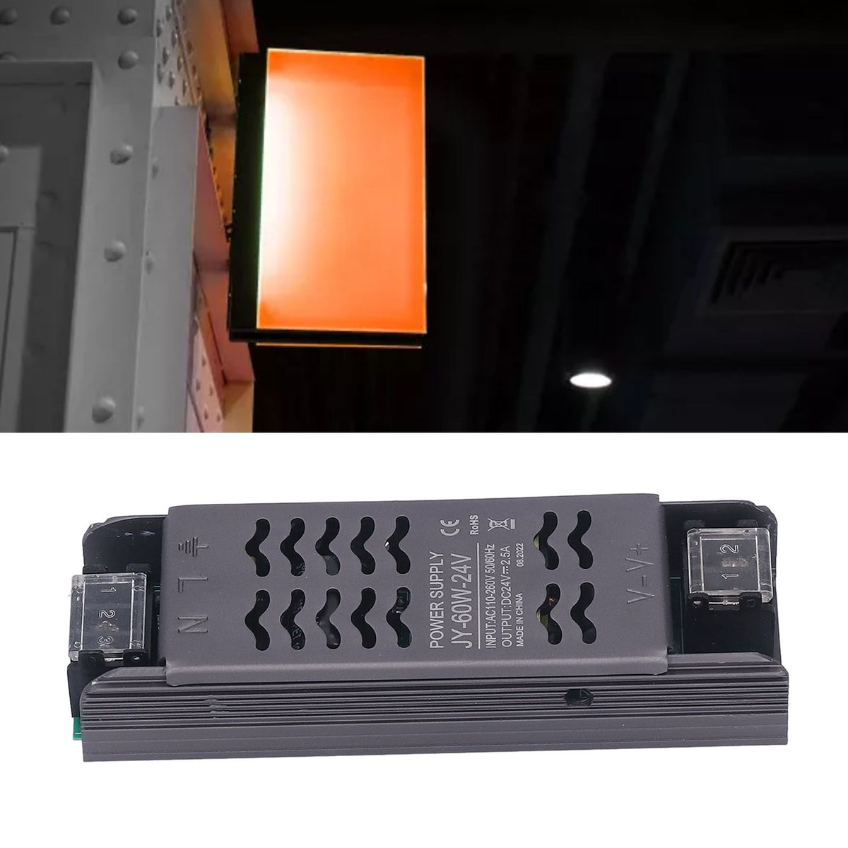 24V Power Supply 60W DC24V IP20 AC110 to 260V to 24V Copper Aluminum Alloy Hollow Design LED Transformer