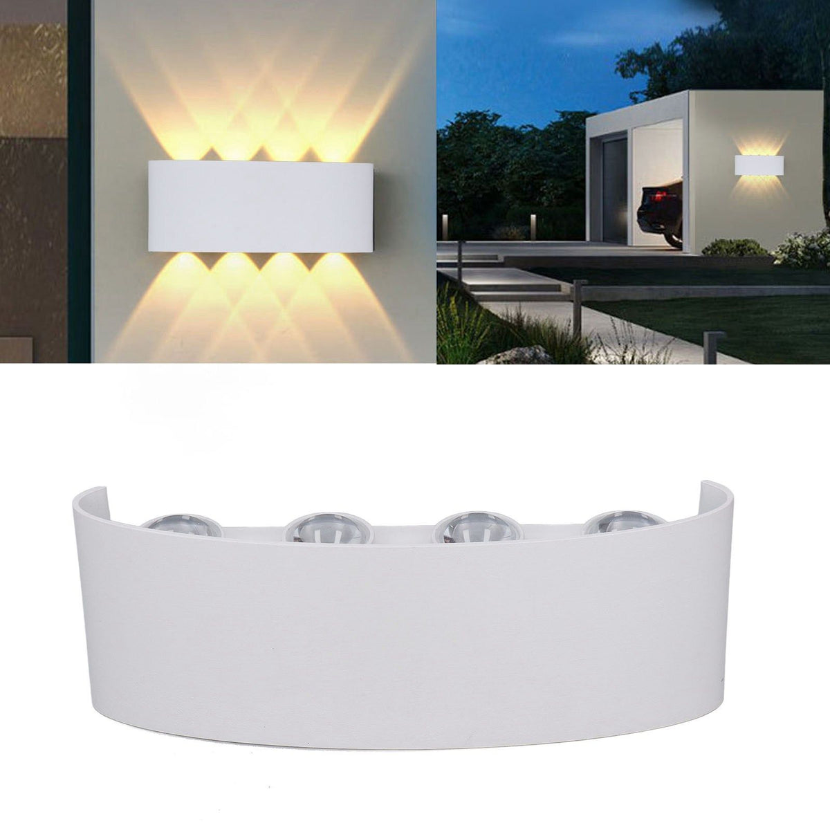 LED Wall Lamp Decorative White Housing White Lighting Indoor Wall Light for Hotel Garden Bedroom 90‑265V 8W