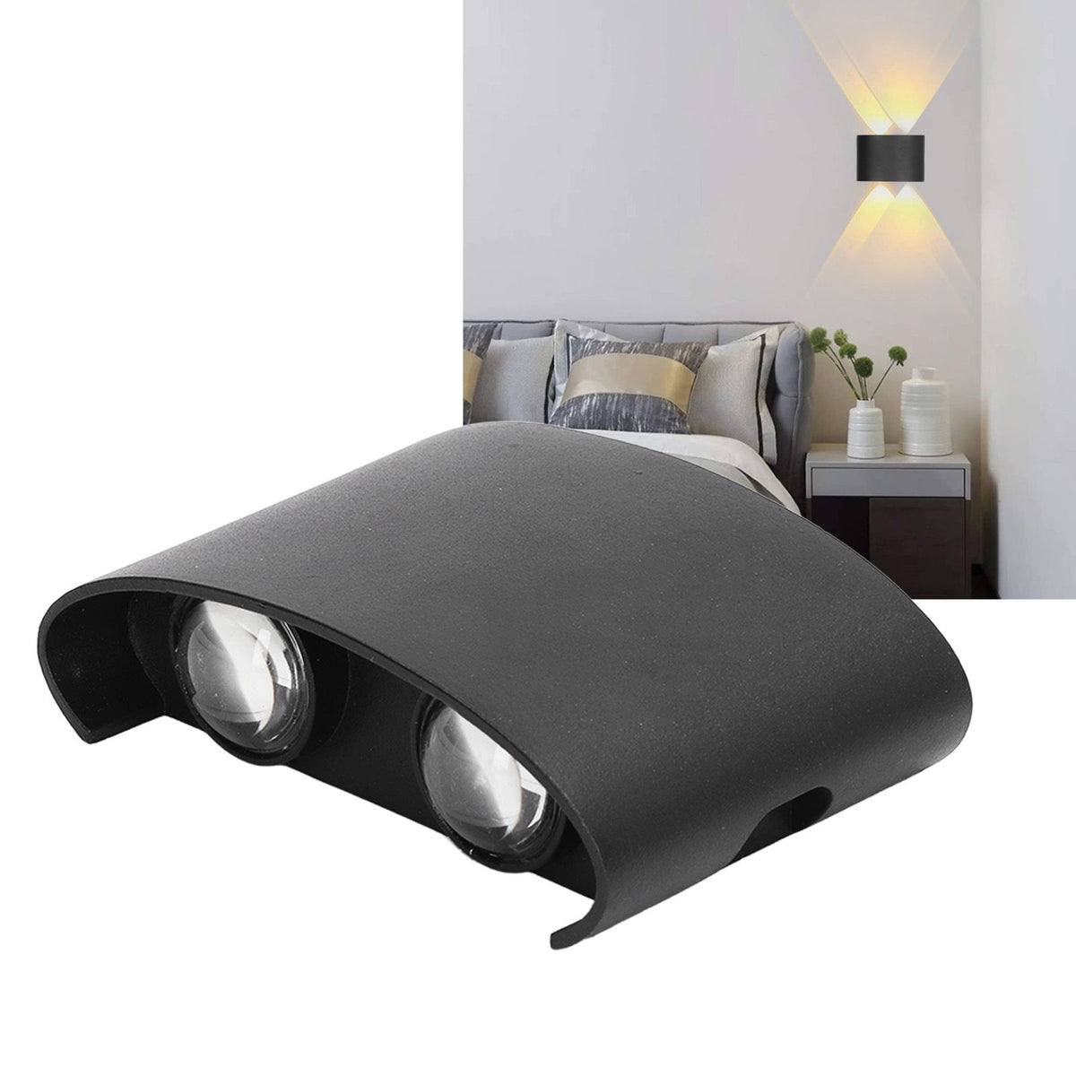 LED Wall Lamp Waterproof Modern Sconce Light Indoor Outdoor Decoration 90‑265V 4W Black Shell White Light