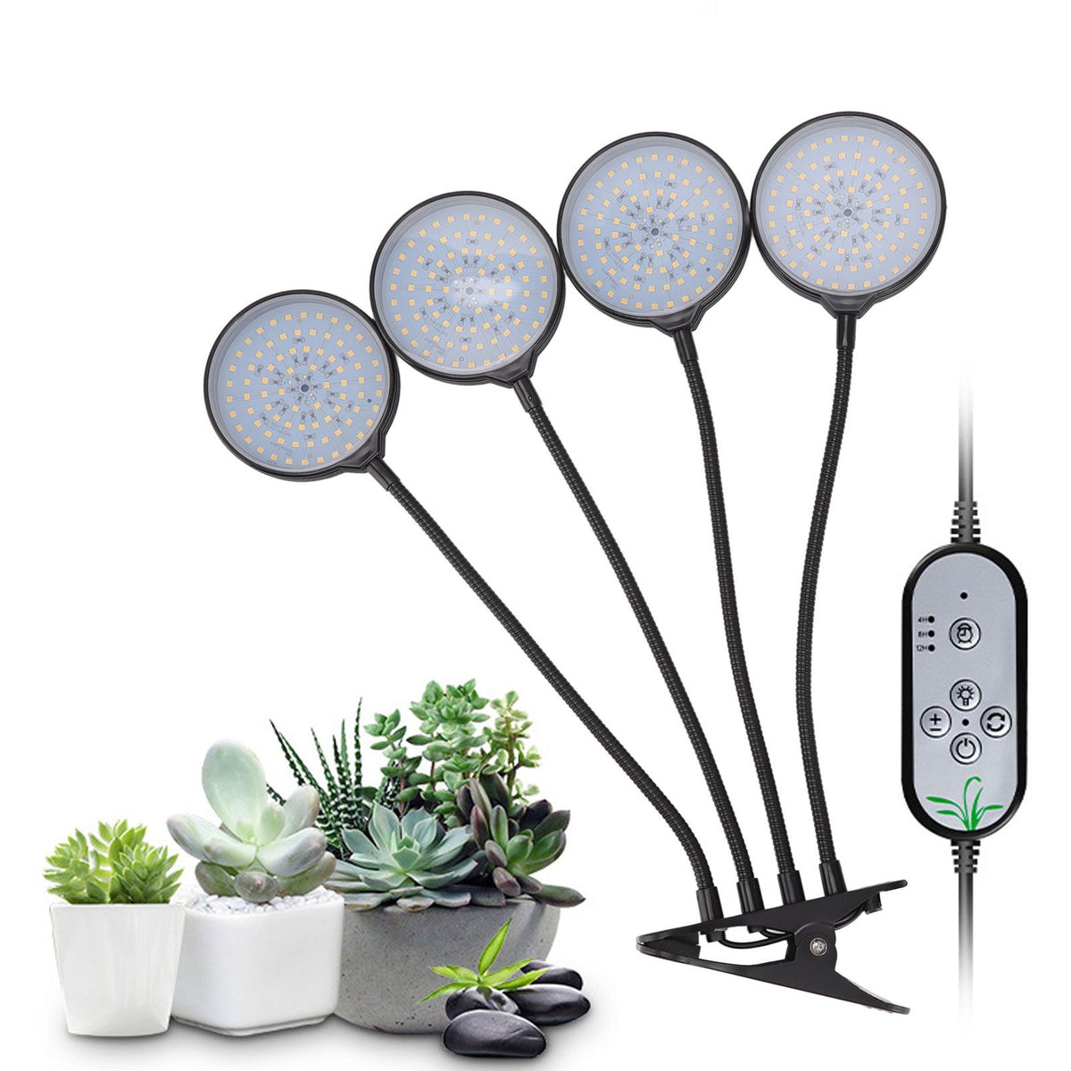 60W 4 Head LED Plant Growing Lights USB Power Supply Clip On Grow Lamp with 5 Dimmable Light Modes for Indoor Plants
