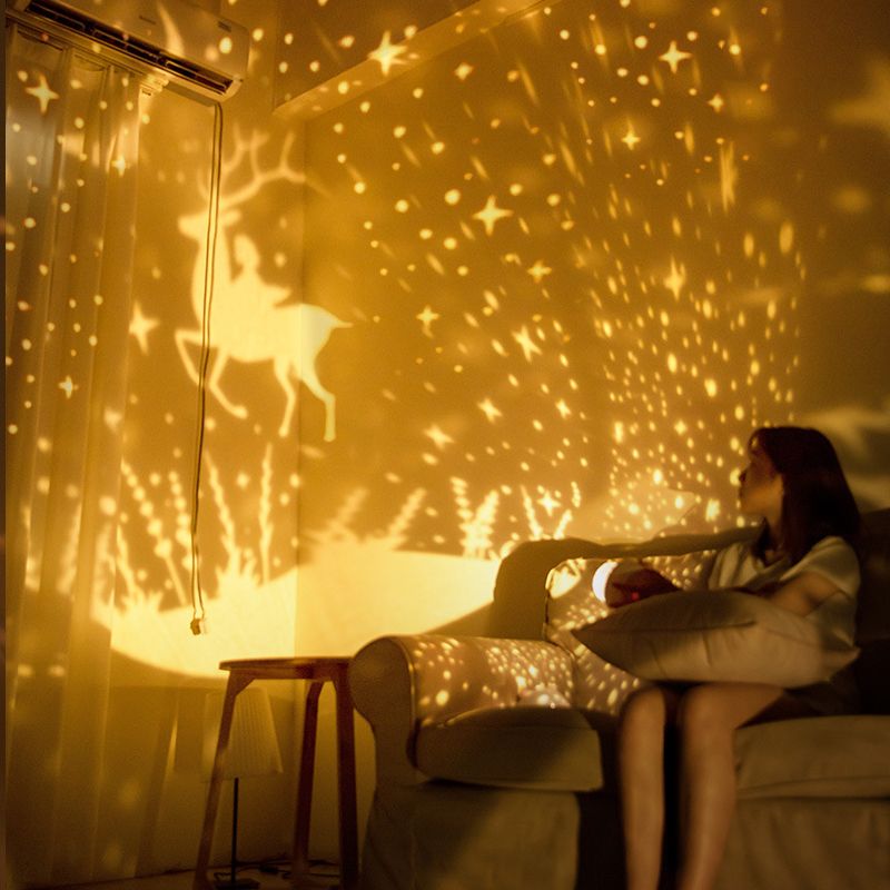 Star Projector Light Rechargeable Rotatable Cute Bow Bedroom Night Light for Children Kids Rechargeable