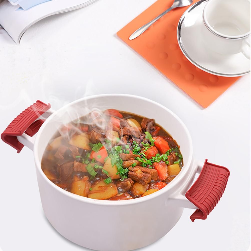 4PCS Silicone Hot Handle Holder and Silicone Auxiliary Handle Holder Iron Pan Handle Covers Pot Holder Handle Kitchen Gadget