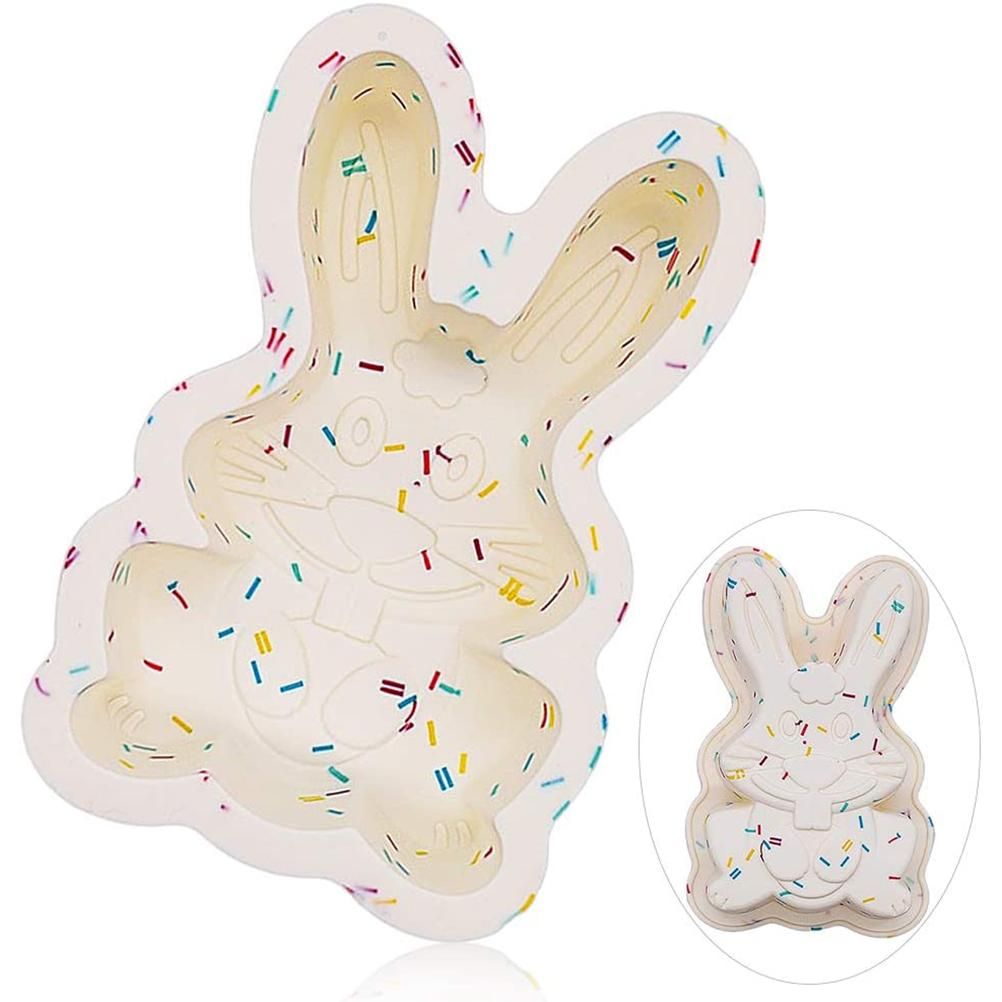 Bunny Shape Nonstick Silicone Mold 3D Easter Bunny Mold Fondant Cake Baking Mold for DIY Cake Soap Jelly Pastry