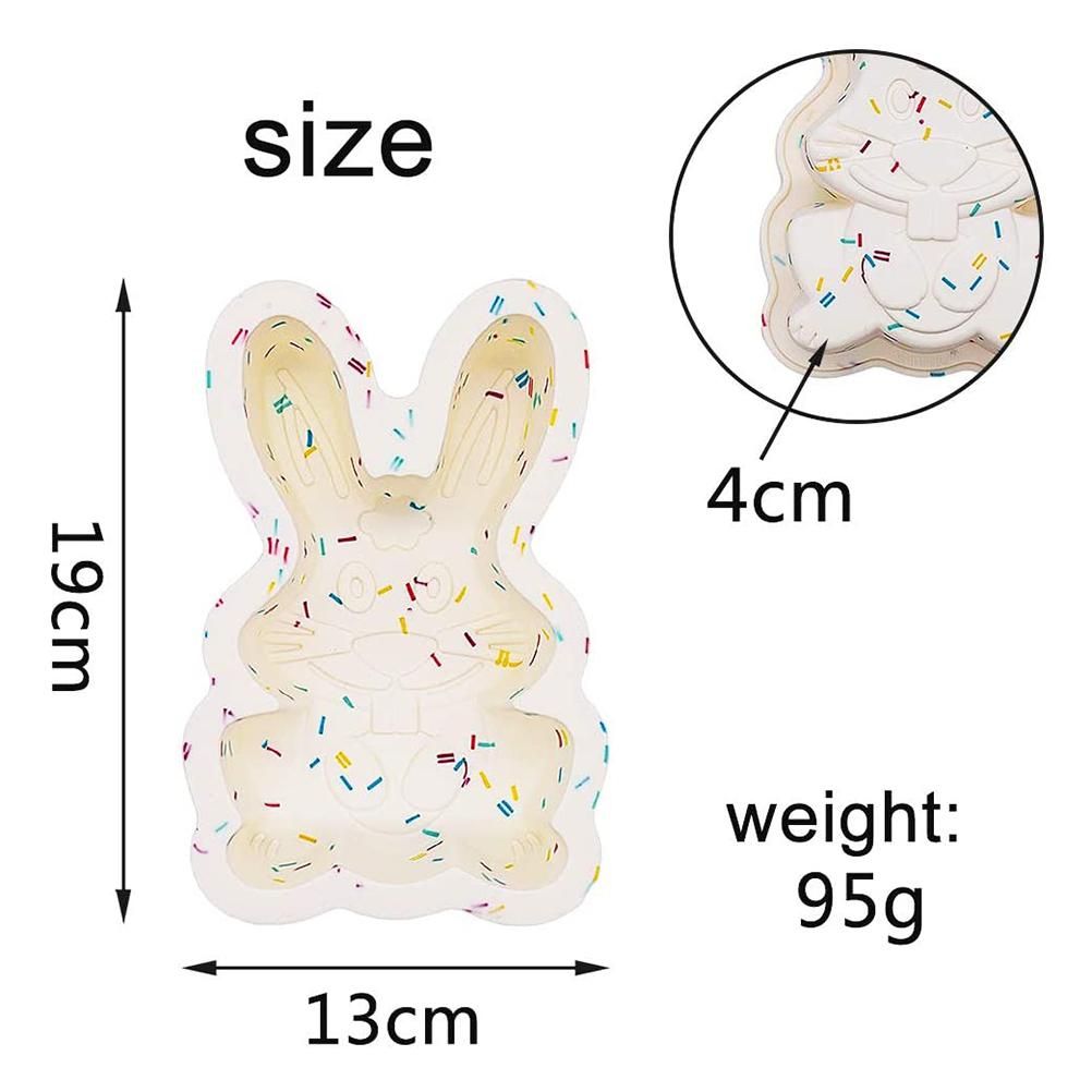 Bunny Shape Nonstick Silicone Mold 3D Easter Bunny Mold Fondant Cake Baking Mold for DIY Cake Soap Jelly Pastry