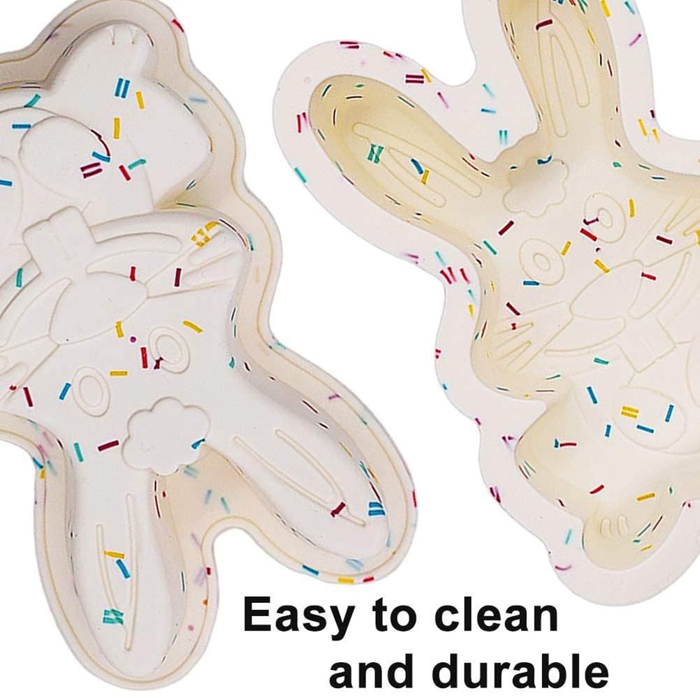 Bunny Shape Nonstick Silicone Mold 3D Easter Bunny Mold Fondant Cake Baking Mold for DIY Cake Soap Jelly Pastry