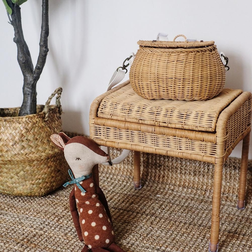 Kids Backpacks Portable Hand Woven Basket Handmade Woven Bike Basket Great for Camping Photography Posing Traveling