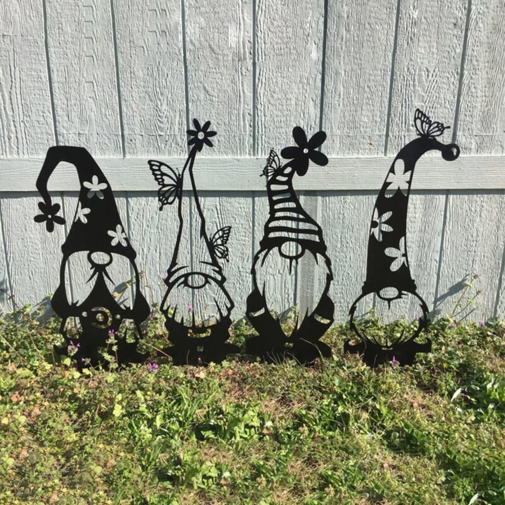 Garden Metal Statues Outdoor Iron Art Decoration Cute Standing Goblin Silhouette for Home Garden Yard Outdoor Decor